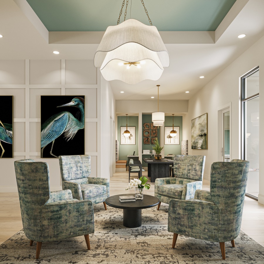 lobby and cowork lounge at Selene